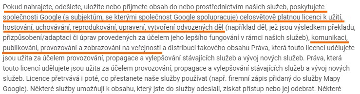 Google - smluvní podmínky